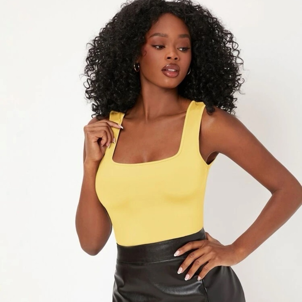 Shein Yellow Square NeckTank Top Size Small